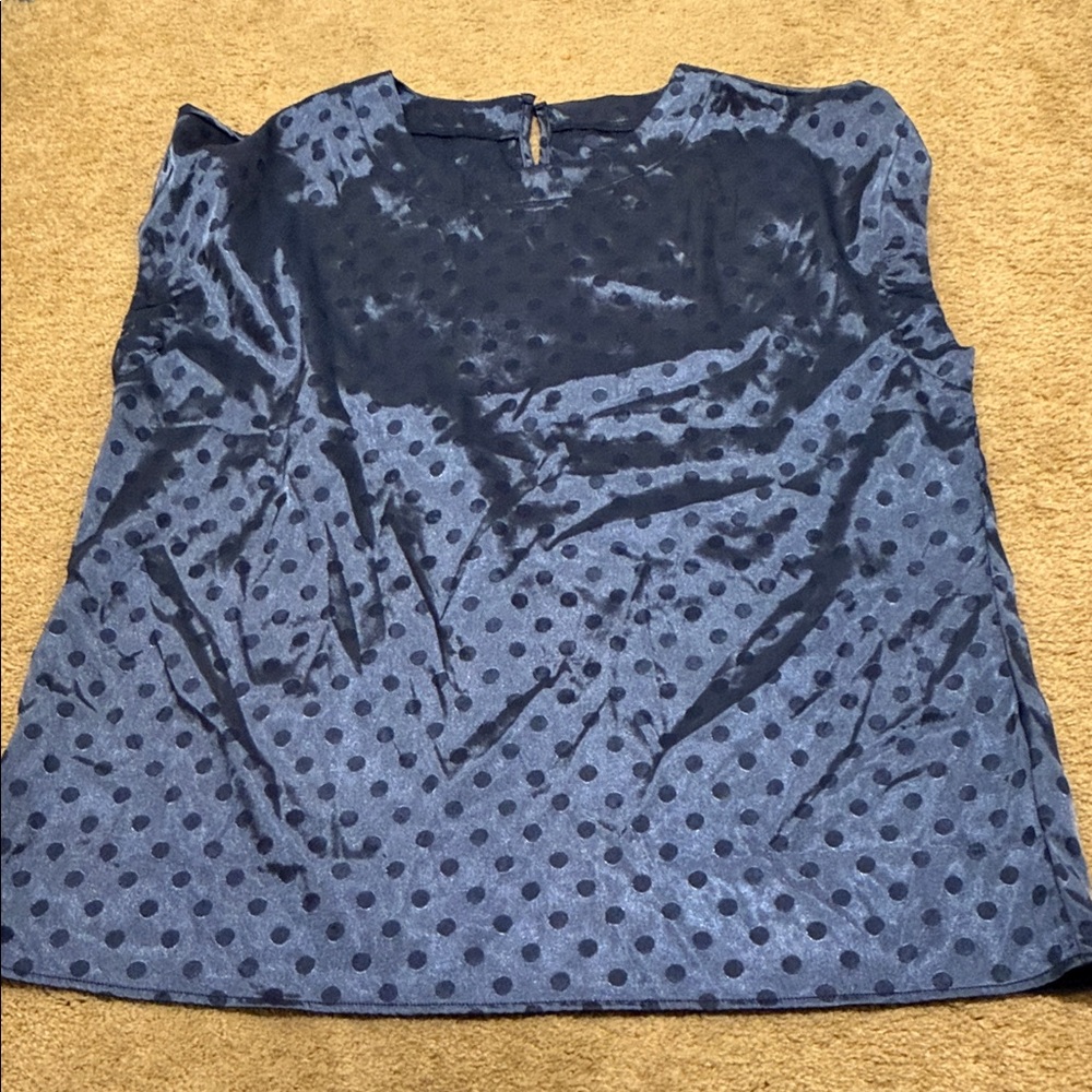 Navy Blue Polka Dot Women's Top